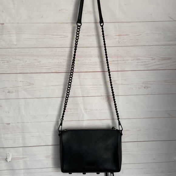 Rebecca Minkoff Black Saffiano Leather crossbody with Chain Strap - Picture 3 of 11